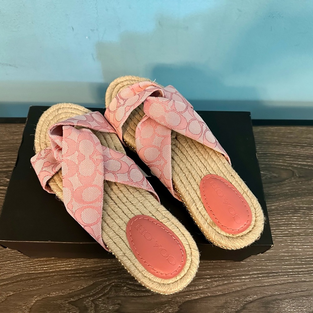 Coach Pink Signature Jacquard Charli Espadrilles Ladies Size 10 - Picture 3 of 8